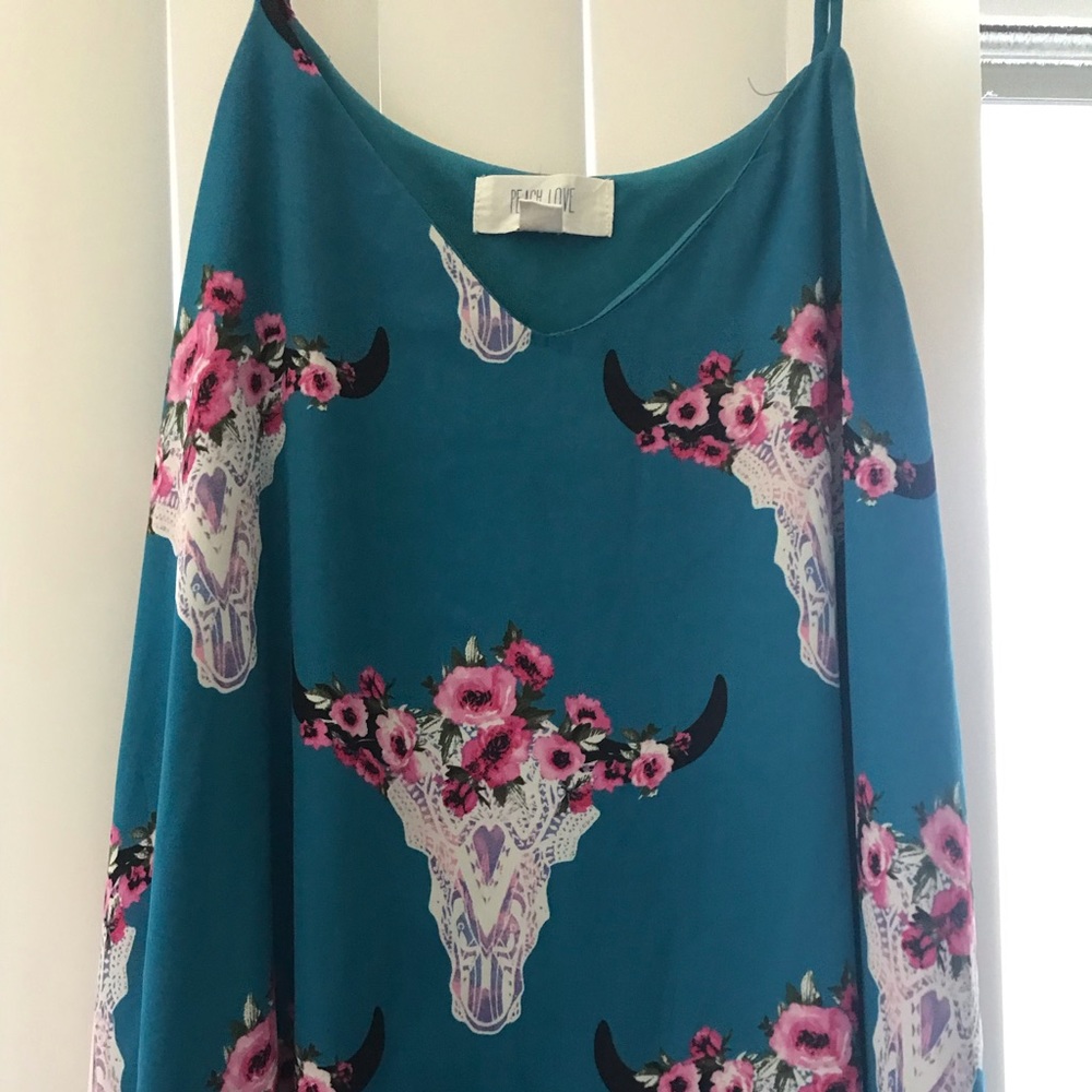 Peach love bull print dress